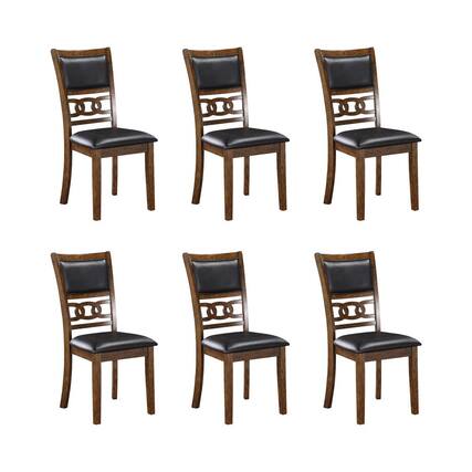 Front. New Classic Furniture - Gia Brown Wood Dining Chair with PU Seat (Set of 6) - Brown.