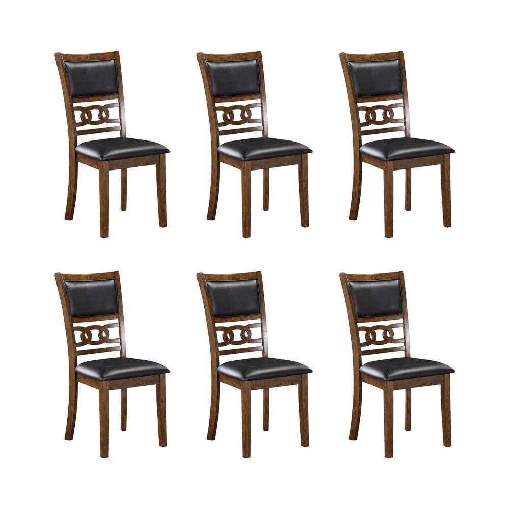 Front. New Classic Furniture - Gia Brown Wood Dining Chair with PU Seat (Set of 6) - Brown.