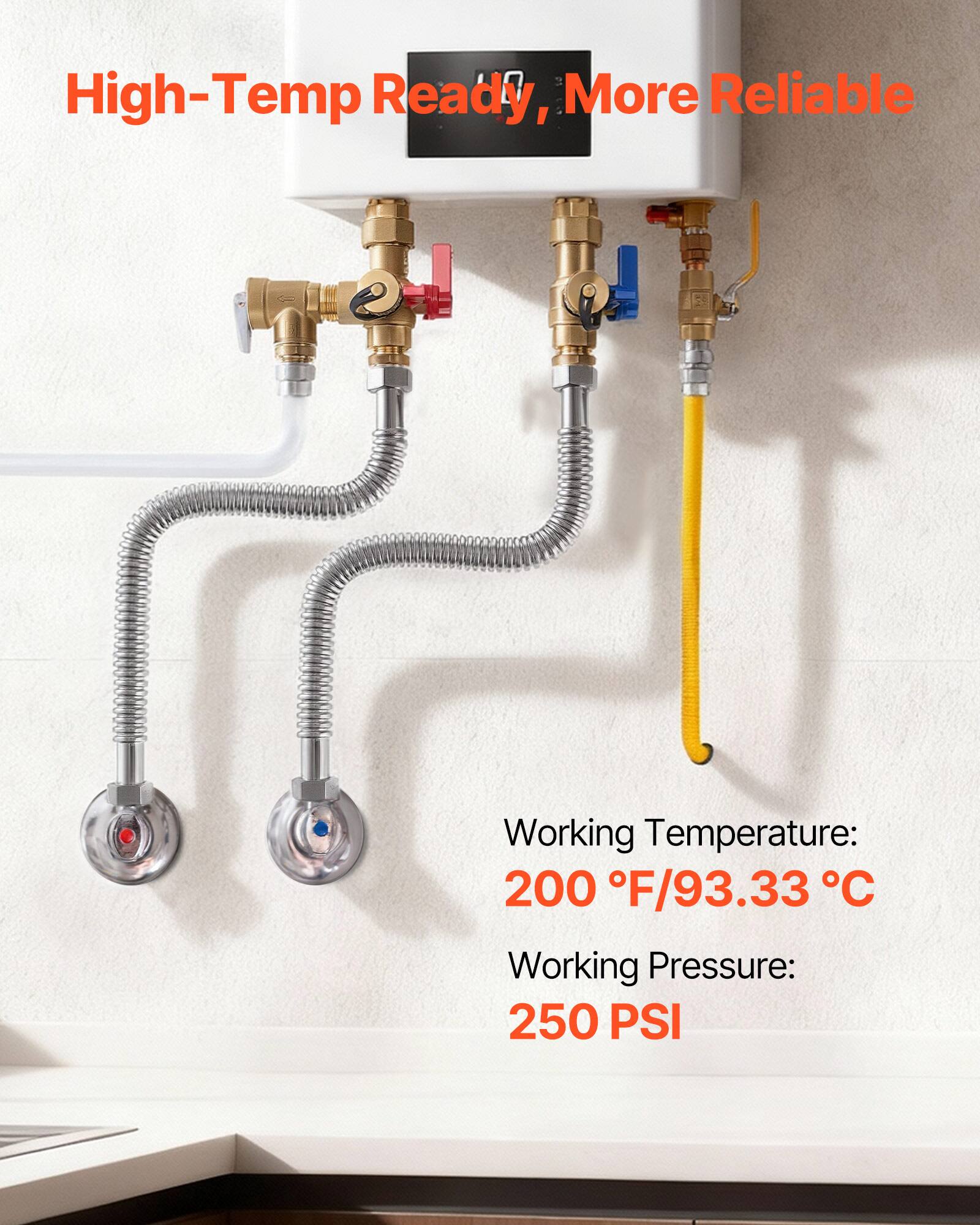 High-Temp Ready, More Reliable

Working Temperature: 200 °F/93.33 °C

Working Pressure: 250 PSI