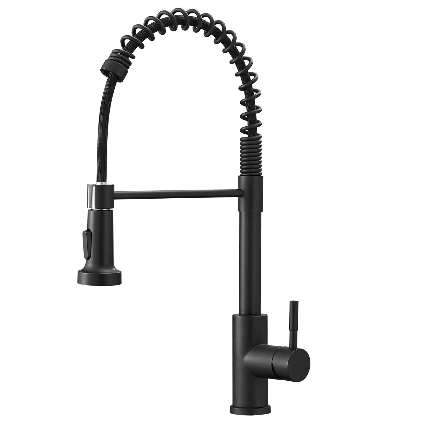 Front. Boyel Living - Matte Black Single Handle Pull Down Sprayer Kitchen Faucet Stainless Steel with Water Supply Hoses - Matte Black.