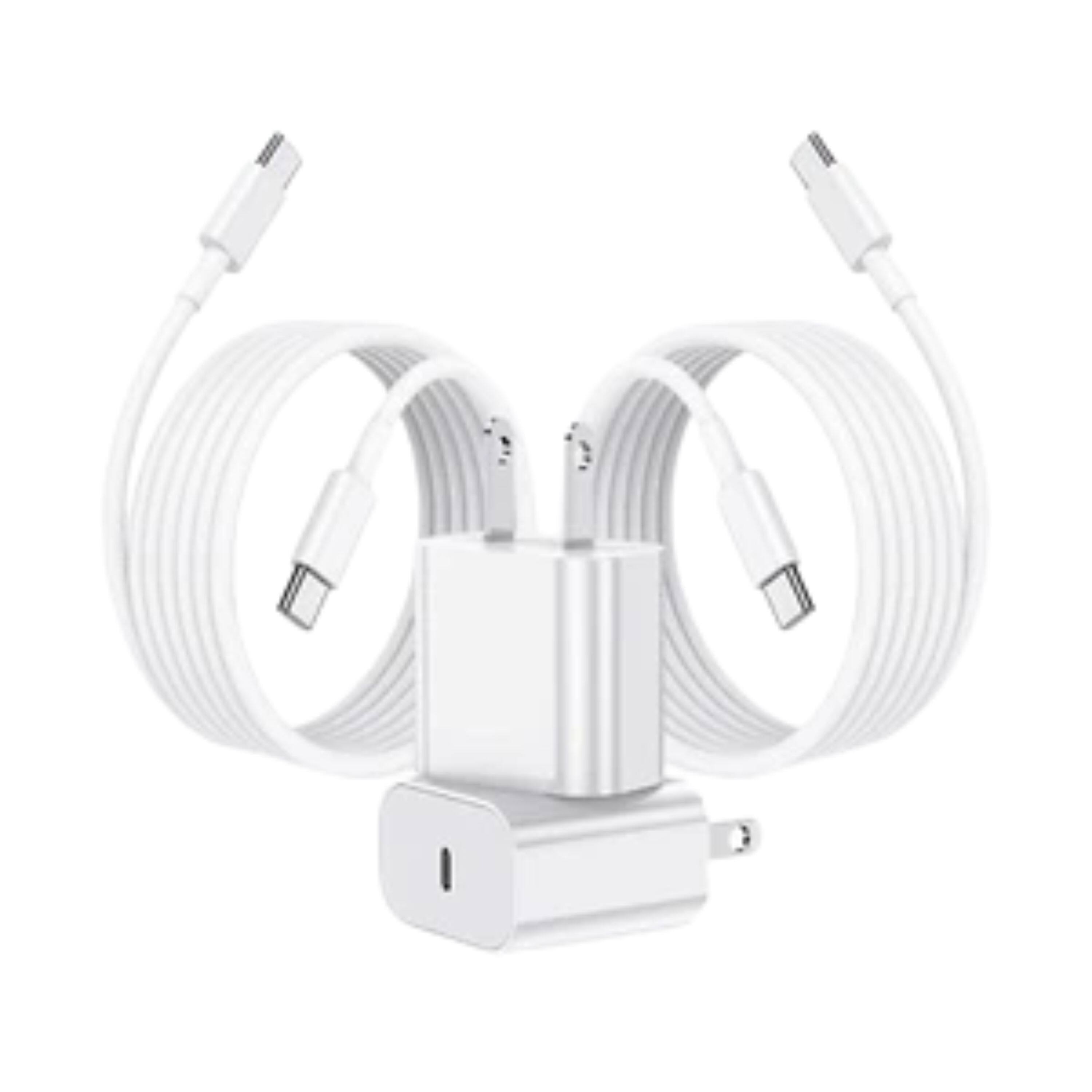 Angle. Kitcheniva - Premium Charger Cable USB-C Fast Charging For iPhone 16 Series 6 Ft 2 Pack.