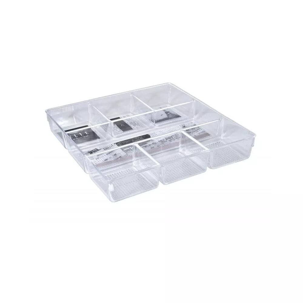 Left. Elle - Acrylic Drawer Organizer, 6-Section Clear Makeup Tray Storage for Beauty Essentials Bathrooms Countertops and Drawer - Clear.