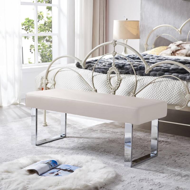 Alt View 2. Lumina Wise - Small Indoor Corner Upholstered Bench - White.