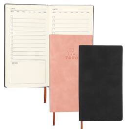 Unique Bargains - 2pcs Planner Notebook, A6 100 Sheets Undated To Do List Daily Weekly Monthly Goals Tracker Pocket Notebook - Black/Pink