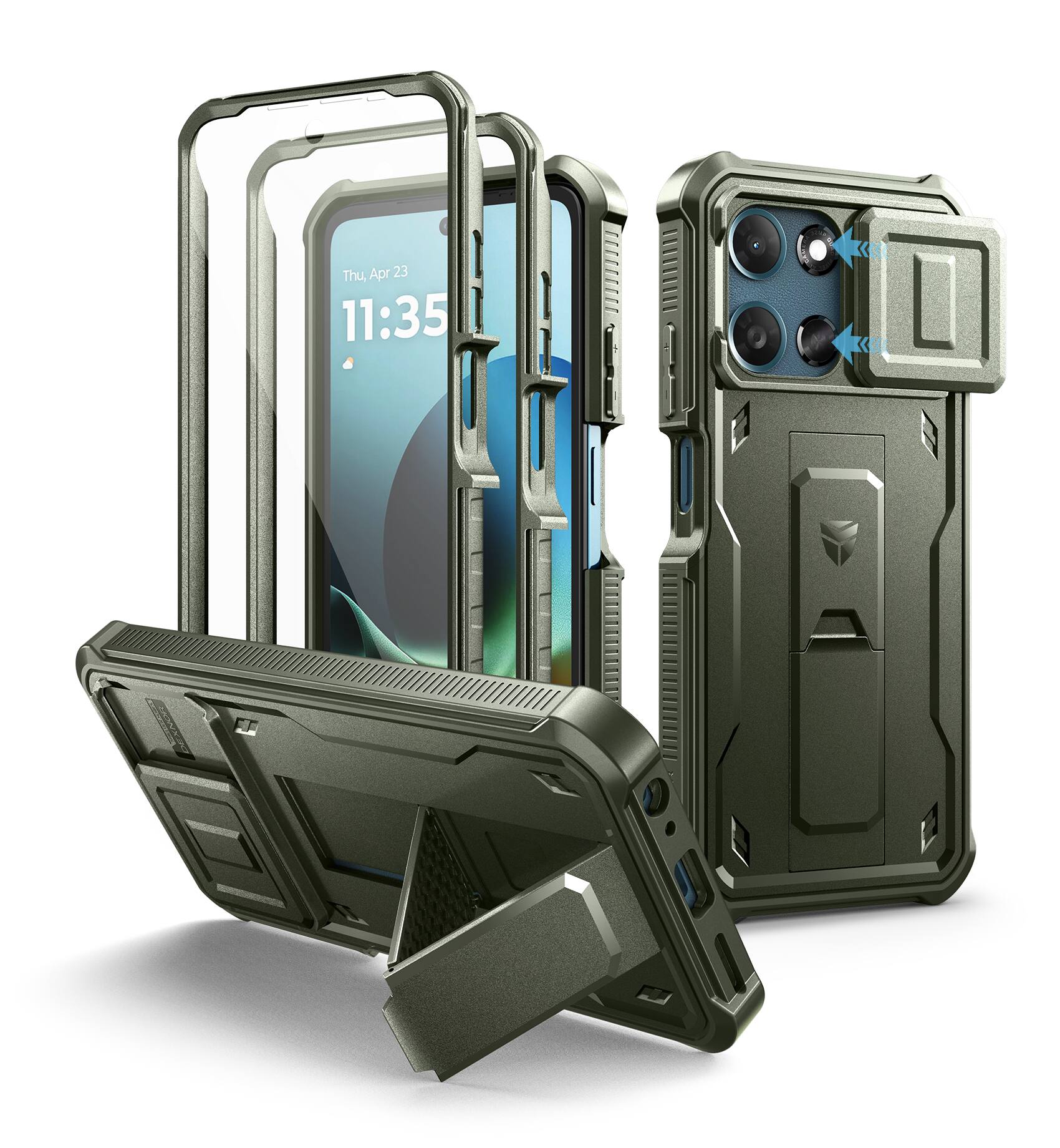 Dexnor - Shockproof Phone Case for Motorola Moto-G 2026/Moto-G-Play 2026 with 2 Front Frame, Slide Camera Cover,Screen Protector - Army Green price history on PriceWatchPro