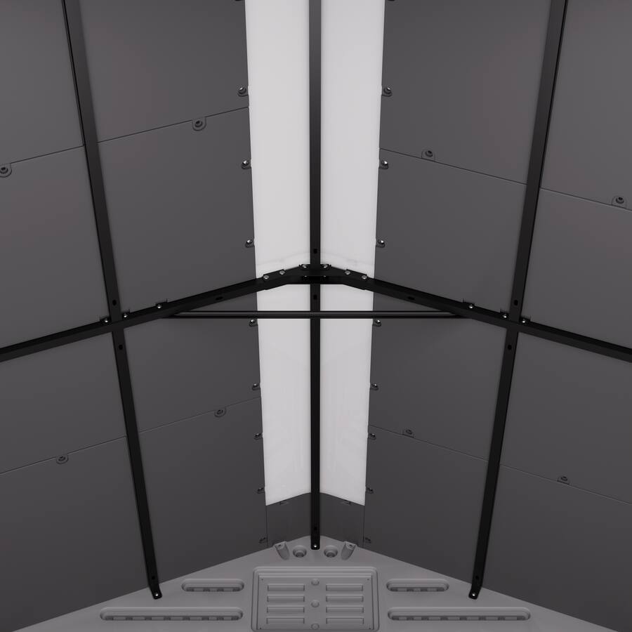 Alt View 5. Yardgrace - 50 sq 6x9 ft. Outdoor Resin Storage Shed, Weatherproof Durable Tool Shed, Lockable with Floor and Window - Grey.