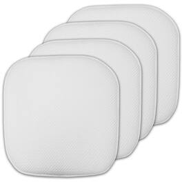 Sweet Home Collection - Honeycomb Memory Foam No Slip Back 16" x 16" Chair Pad Cushion, 4-Pack - White