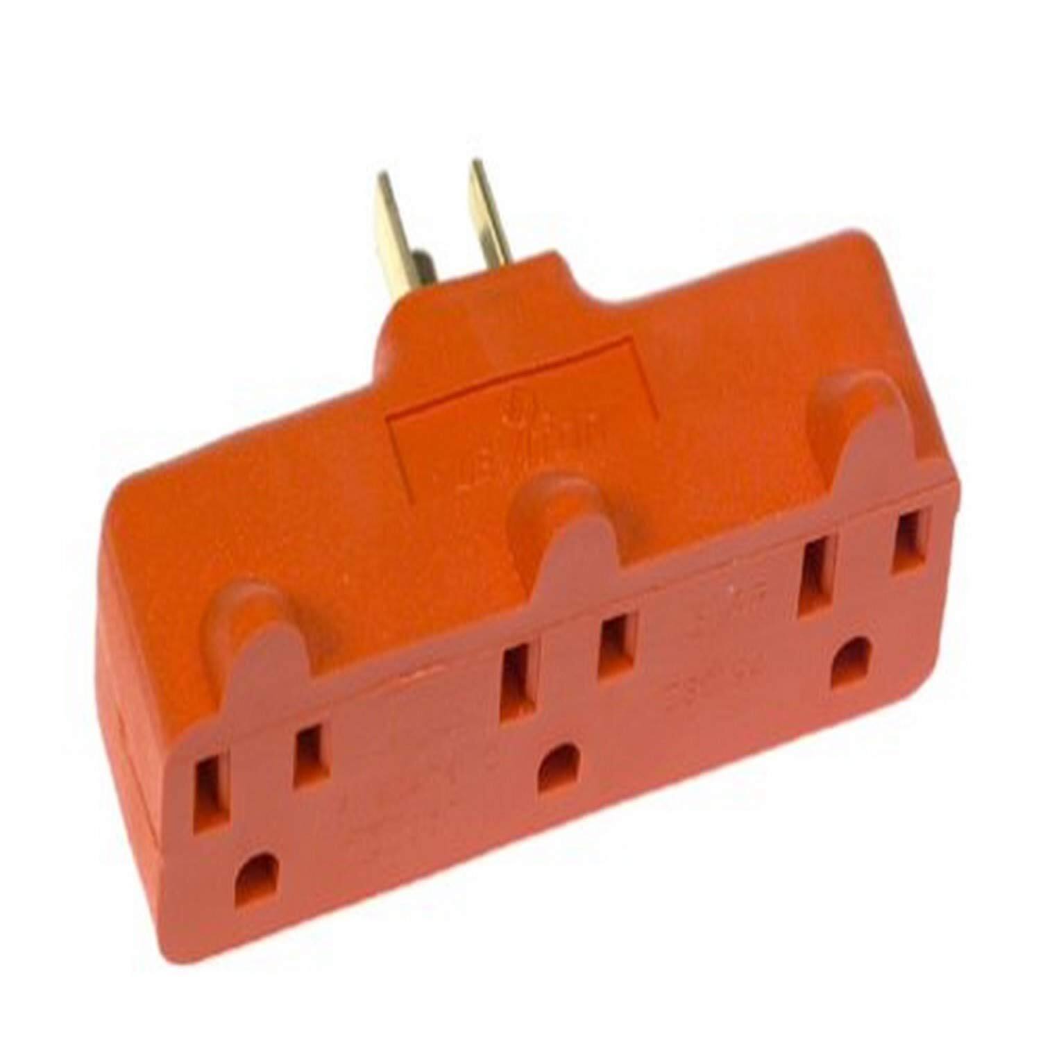Front. Leviton - Heavy Duty Plug-In Triple Grounding Outlet - Orange.