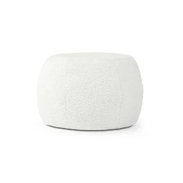 Jaxx - Ellis Ottoman Shearling Faux-Lamb Plush Pouf for Modern Interior Design, Small - Black