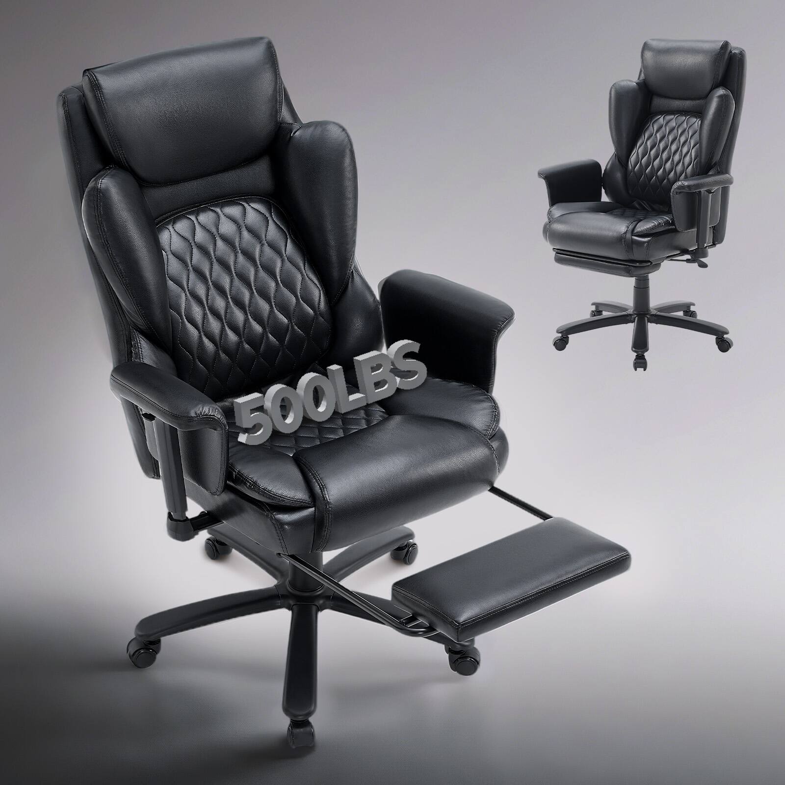 Alt View 3. Bestier - Ergonomic Office Chair Swivel Tilt Gaming Chair with Lumbar & Leg Support PU Leather Computer Chair - Black.