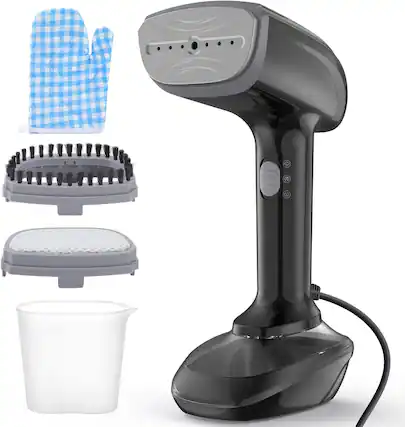 Front. FINEAK - Powerful Handheld Fabric 2-in-1 Steamer (1800W) - Black.