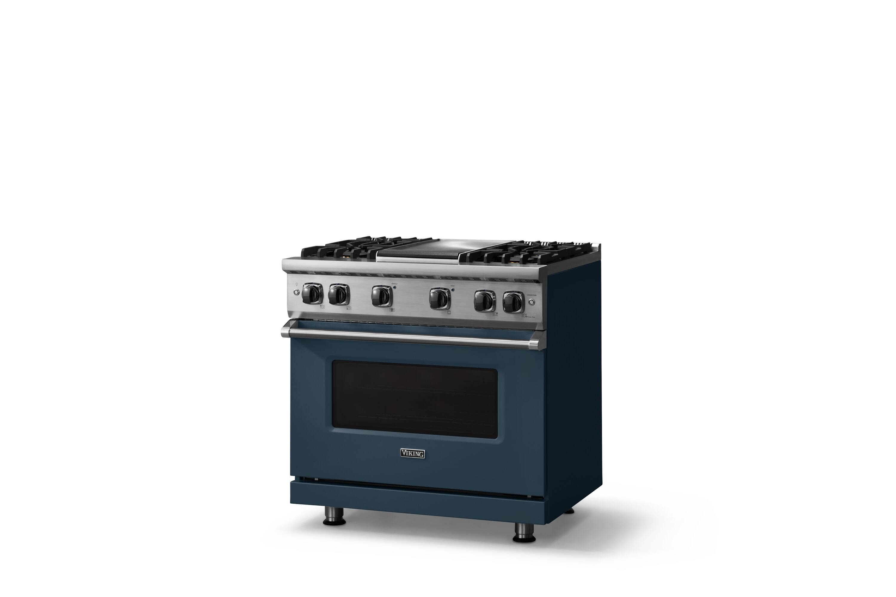 Angle. Viking - 5.1 Cu. Ft. 36"W Freestanding LP Gas Sealed 4 Burner Range with Griddle - Squall.