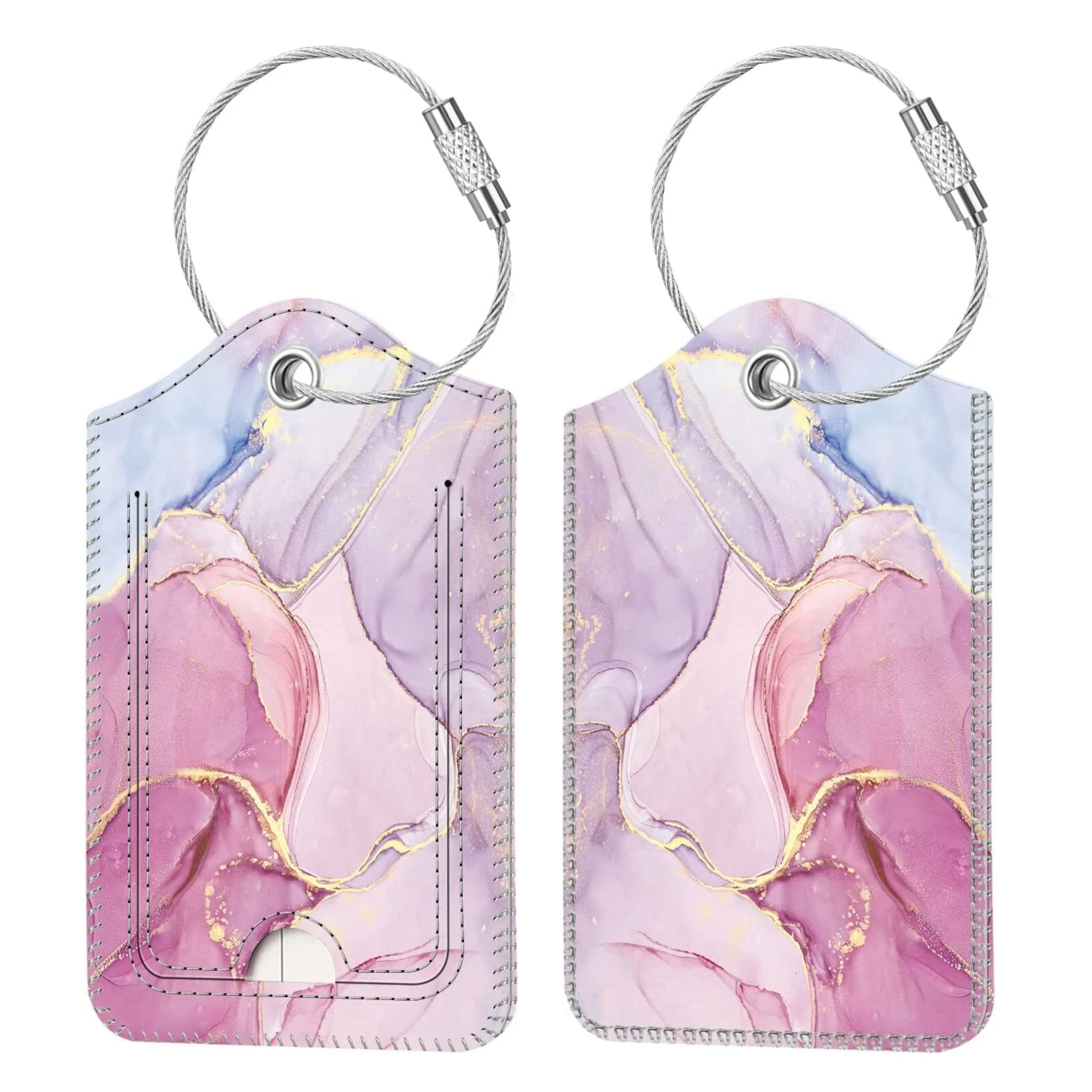 Kitcheniva - Luggage Tags For Travel Bag Suitcase With Loop & Privacy Cover ID Label Pack Of 2 - Glittering Marble price history on PriceWatchPro
