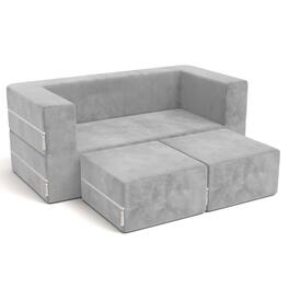 Jaxx - Zipline Kids Modular Loveseat & Ottomans/Fold Out Lounger - Platinum