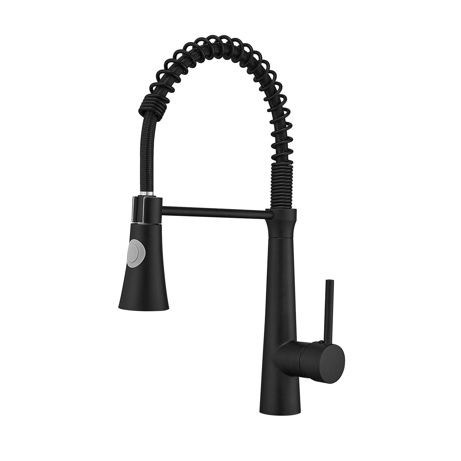 Angle. Siljoy - Commercial Black Kitchen Faucet with Pull Down Sprayer, Single Handle Single Lever Kitchen Sink Faucet - Black.