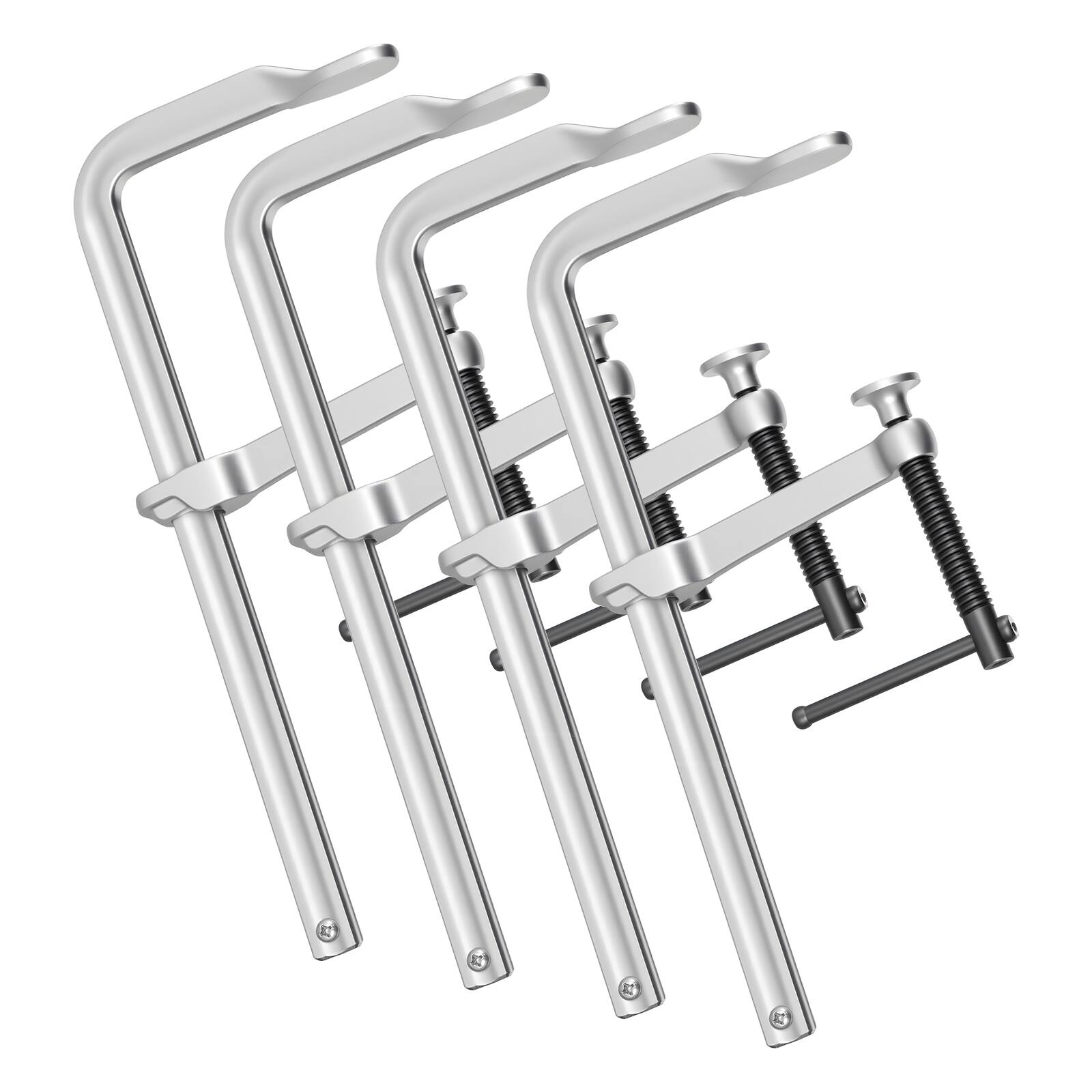 Alt View 5. VEVOR - Bar Clamps for Woodworking, 4-Pack, 12" Opening, 4.72 in Throat Depth, 1200 lbs Load Limit, Sturdy Steel Forging - Silver;Black.