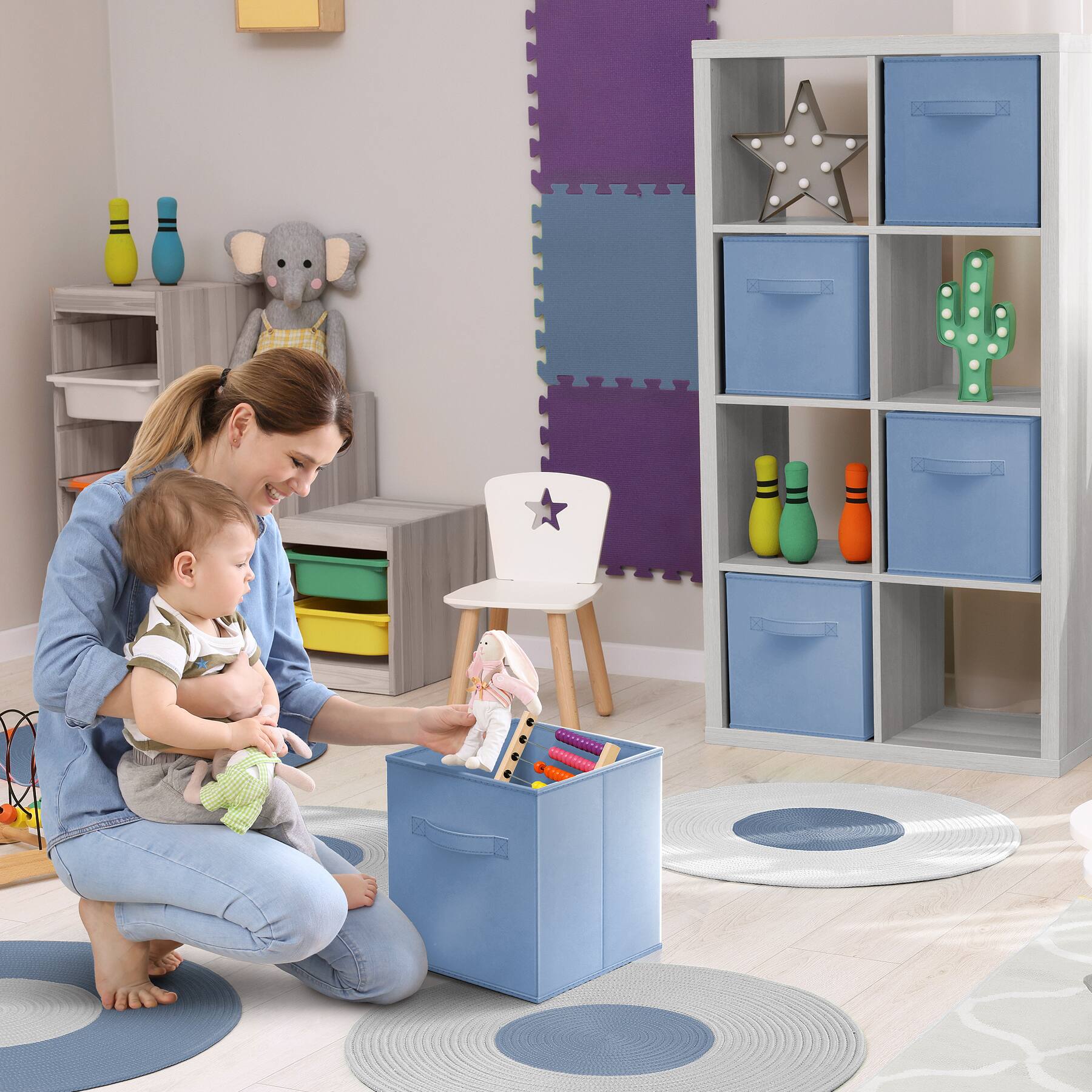 Alt View 1. Sorbus - Sorbus Large 13-Inch Foldable Storage Bin for Home, Bathroom and More, 1-Piece Cube Basket Organizer - Pastel Blue.