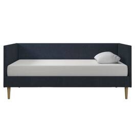 Hivvago - Twin Mid-Century Modern Dark Blue Linen Upholstered Daybed - Dark Blue