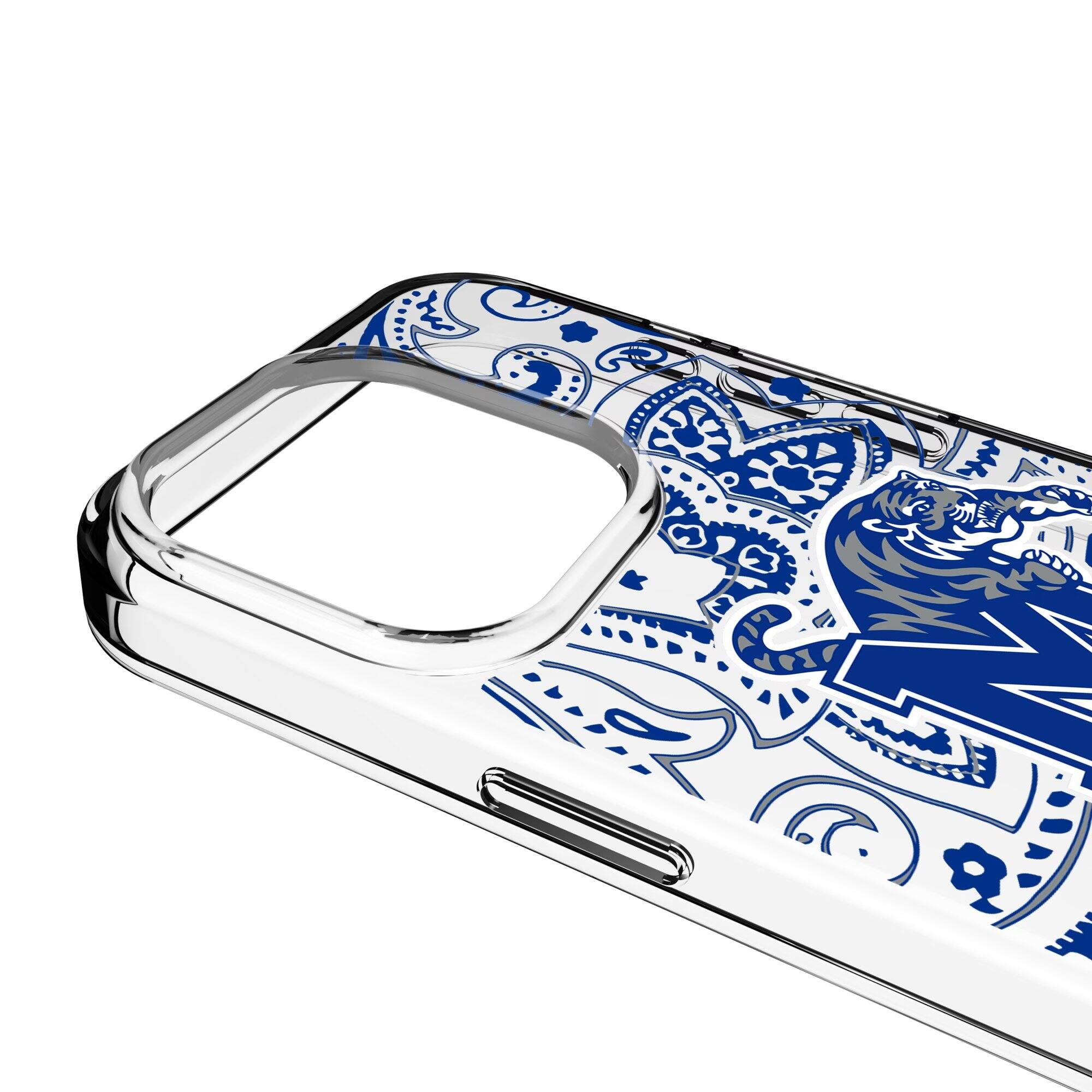 Alt View 2. Keyscaper - Memphis Tigers Paisley iPhone Clear Case - 16 Pro Max - Multicolor.