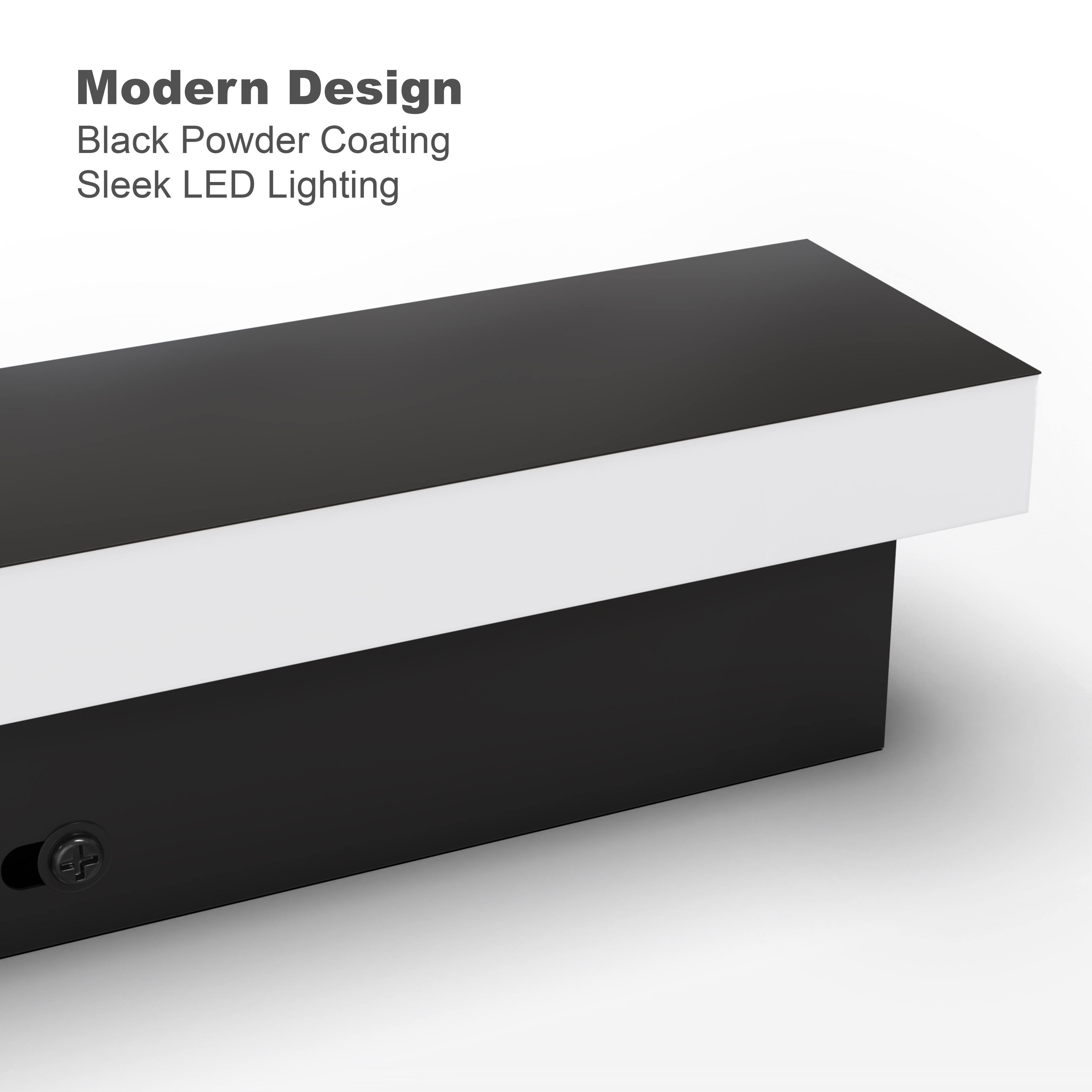 Modern Design  
Black Powder Coating  
Sleek LED Lighting