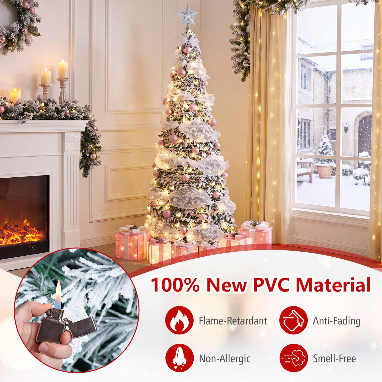 100% New PVC Material  
Flame-Retardant  
Anti-Fading  
Non-Allergic  
Smell-Free