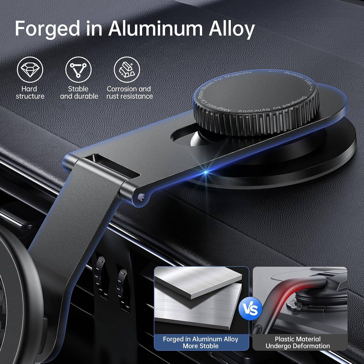 Forged in Aluminum Alloy

- Hard structure
- Stable and durable
- Corrosion and rust resistance

VS

Forged in Aluminum Alloy More Stable

Plastic Material Undergo Deformation