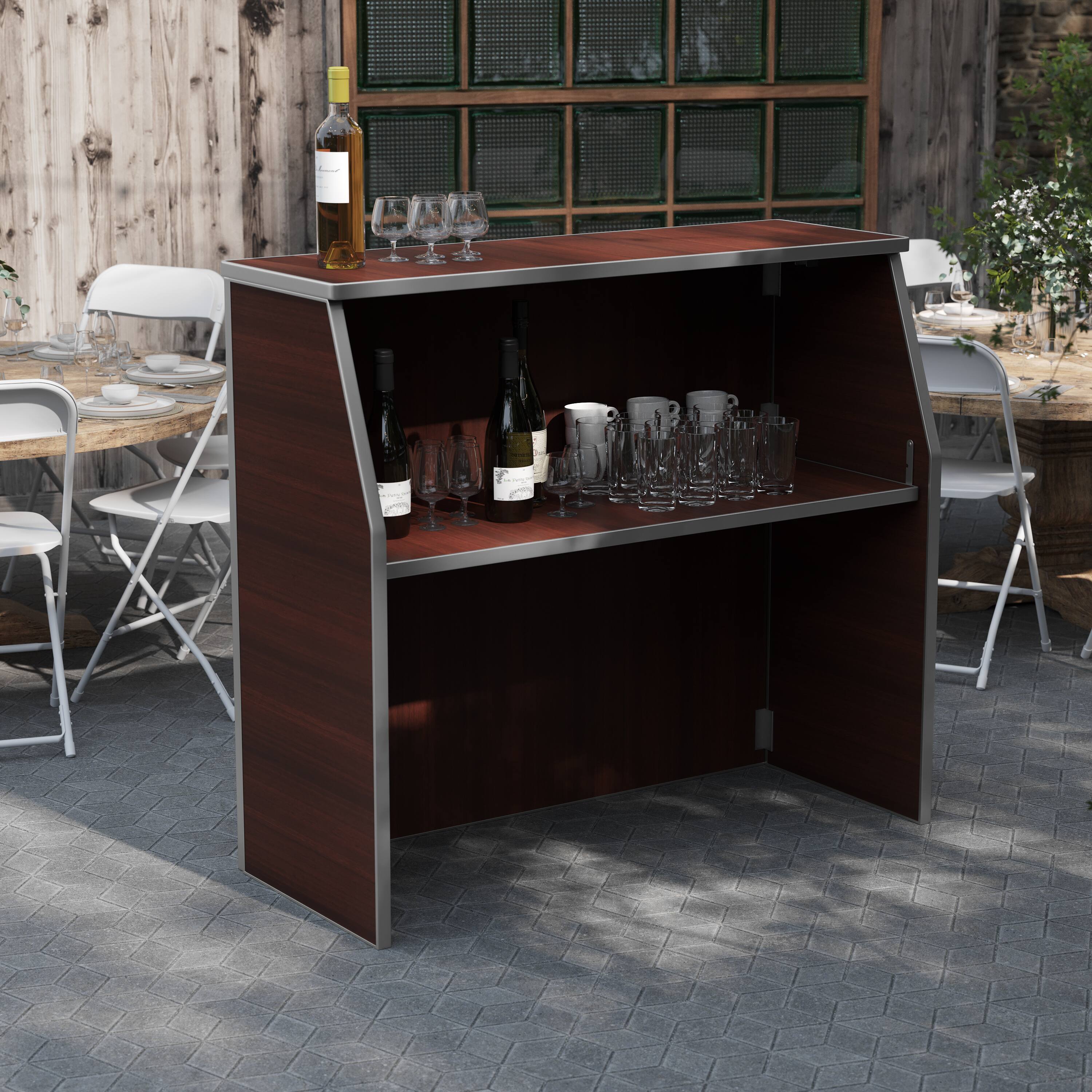 Alt View 2. Flash Furniture - Amara 4' Walnut Woodgrain Laminate Foldable Bar - Portable Event Bar - Brown.