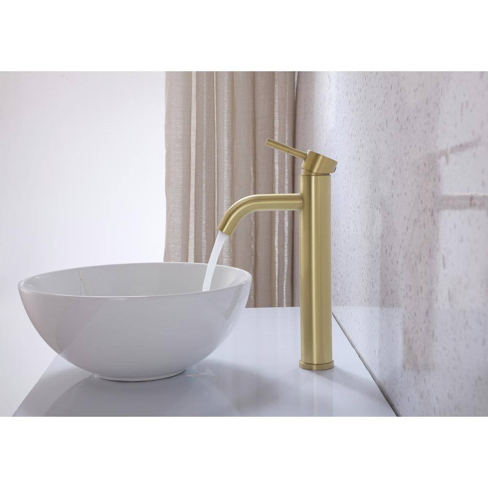 Alt View 7. Elegant Kitchen and Bath - Victor Single Hole Single Handle Bathroom Faucet in Brushed Gold - Brushed Gold.