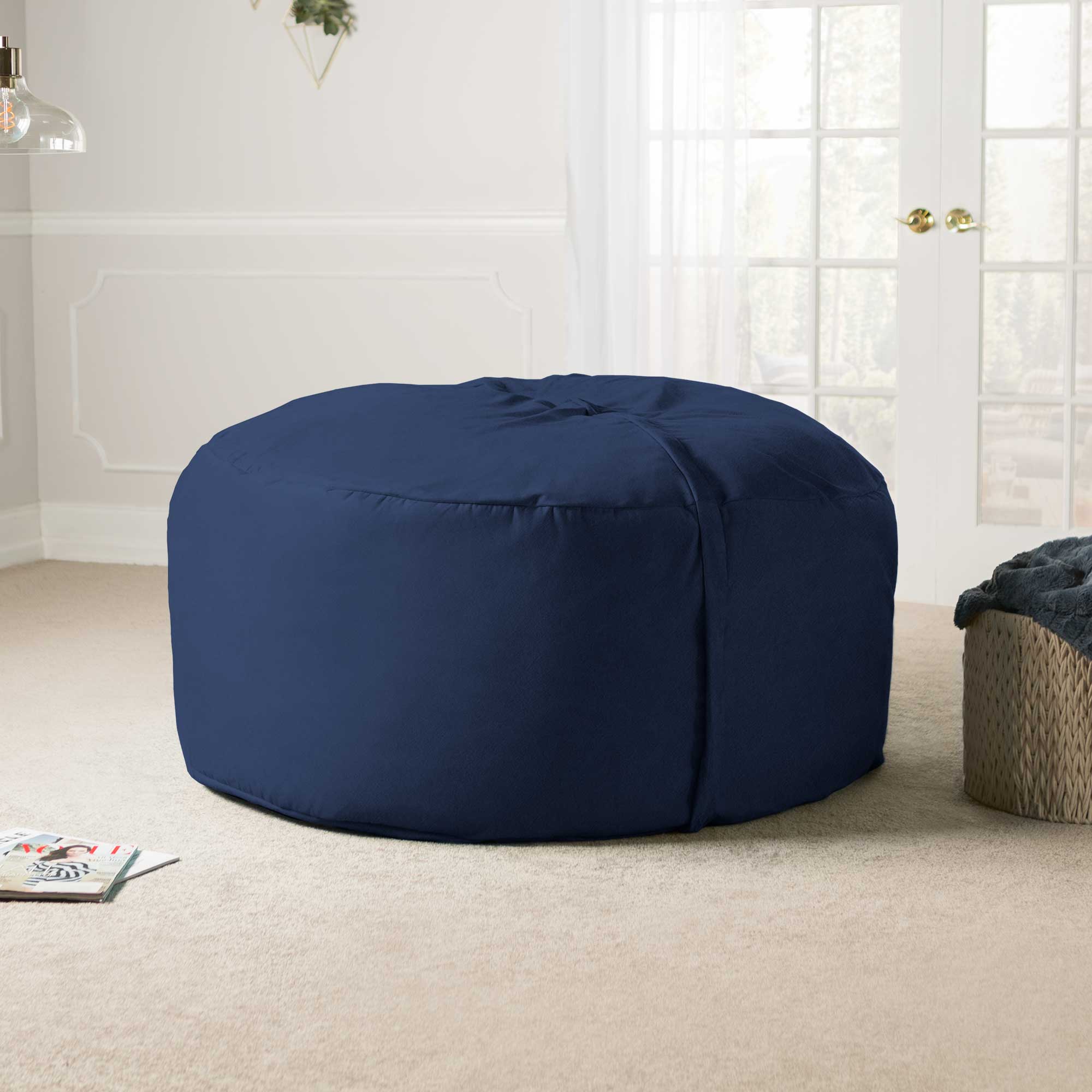 Alt View 4. Jaxx - Jaxx Saxx 5 Foot Large Bean Bag w/ Removable Cover, Navy - Navy.
