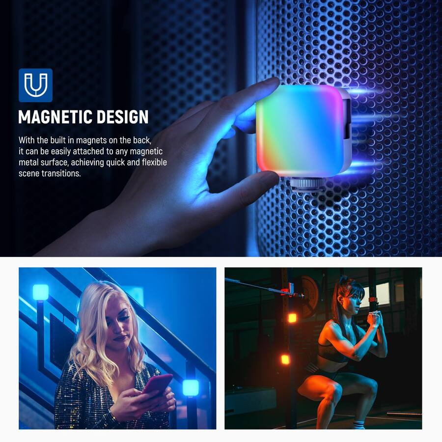 Handheld Camera Light Neewer Magnetic RGB Mini Camera Light 360° Full Color with 18 Scenes ...