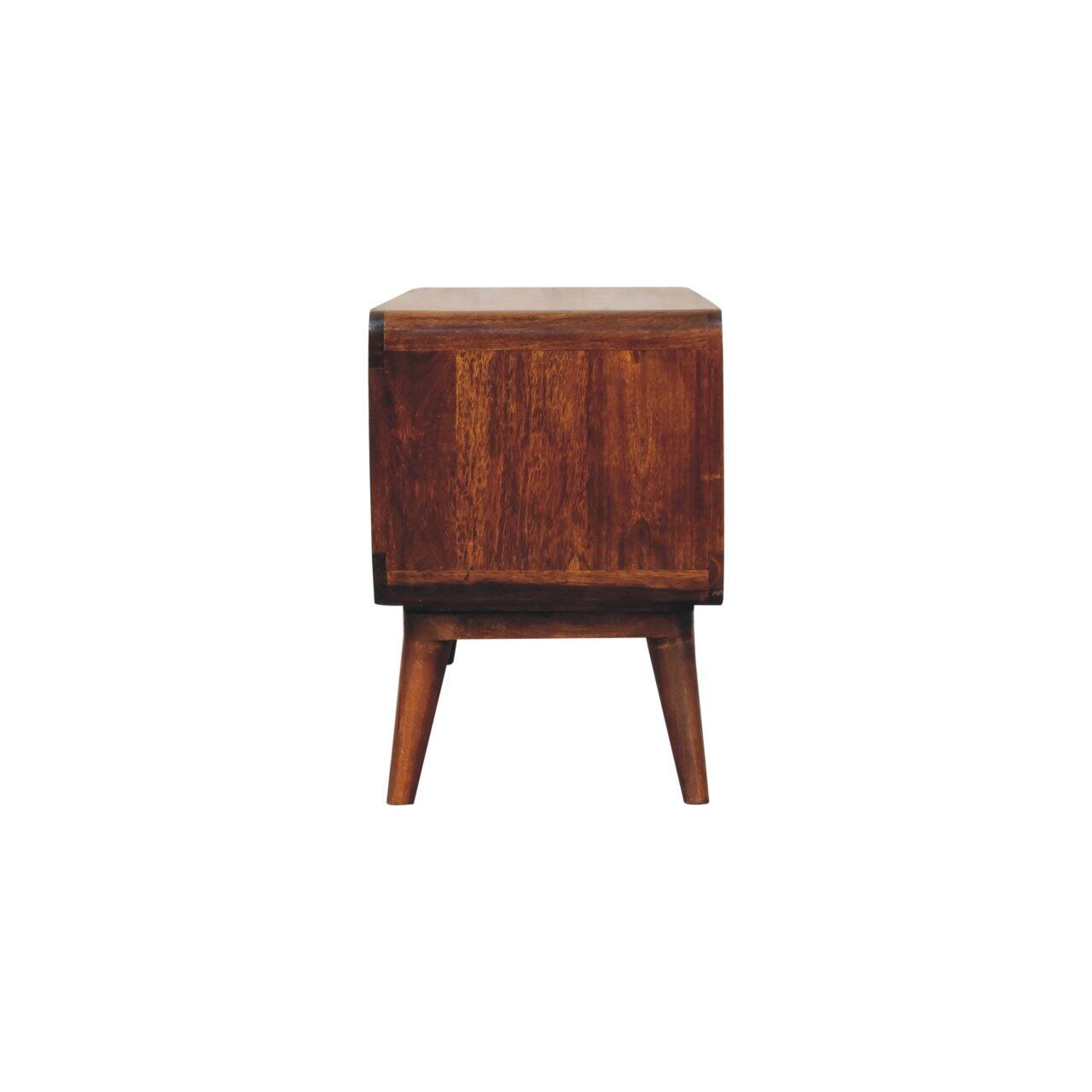 Alt View 3. Artisan Furniture - Artisan Furniture Solid Wood Curved Chestnut Double Slot Media Unit, 2 Open Slots, Dark Brown - Brown.
