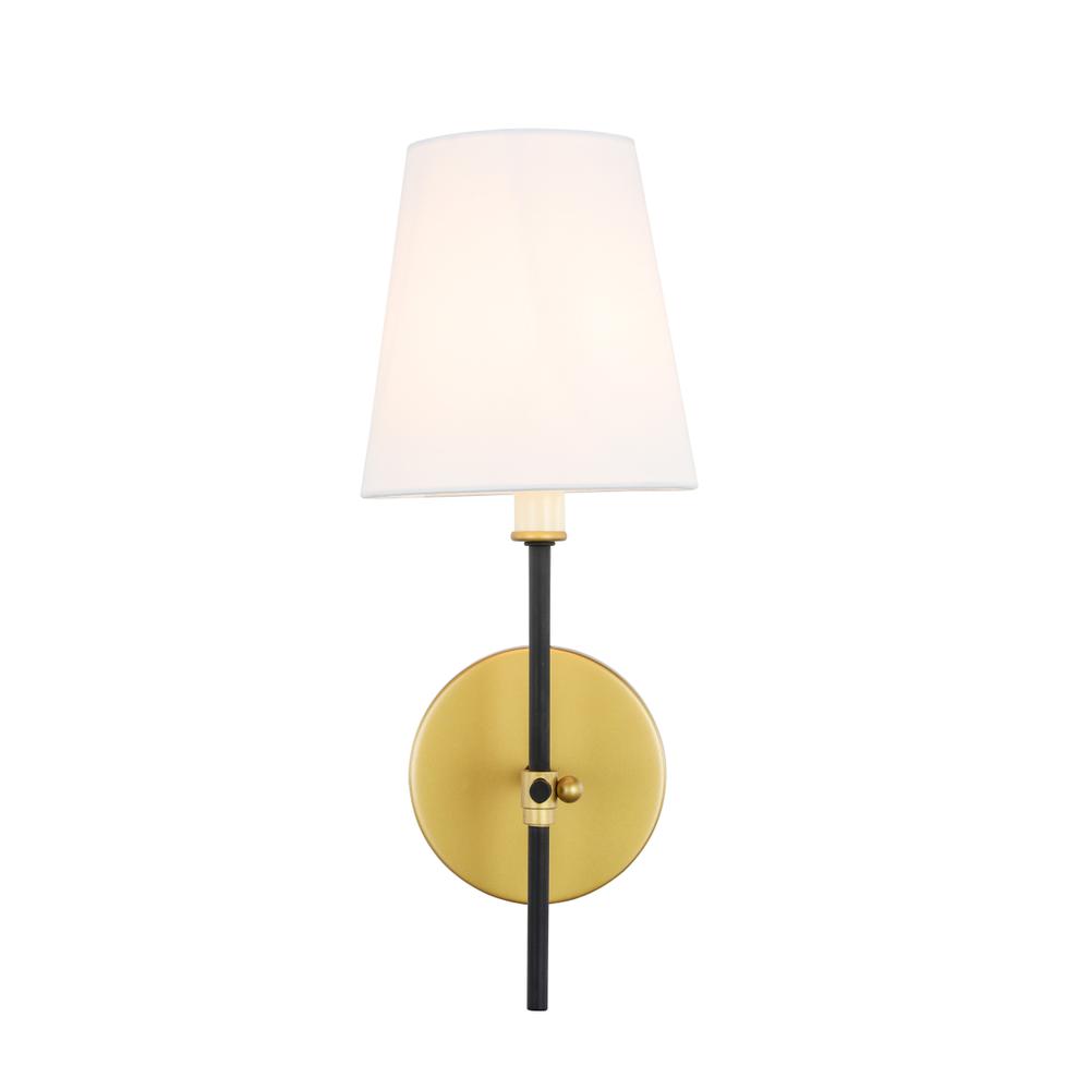 Alt View 9. Living District - Mel 1 light Brass and Black and White shade wall sconce - Brass And Black And White Shade.