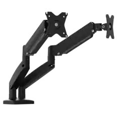 Front. j5create - Ergonomic Dual Monitor Desk Mount for Most 17” -32” Monitors - Black.