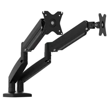 Front. j5create - Ergonomic Dual Monitor Desk Mount for Most 17” -32” Monitors - Black.