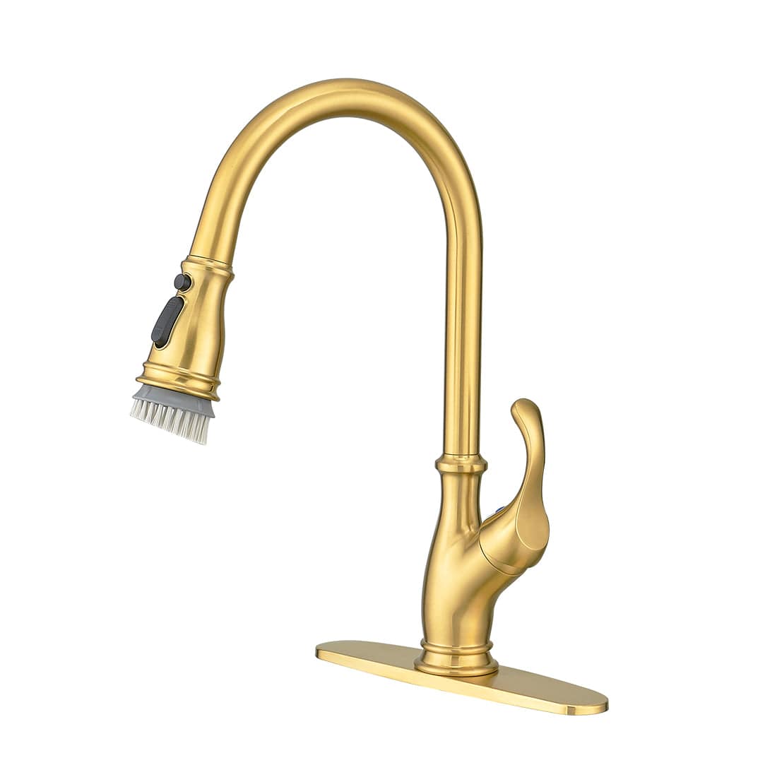 Front. Boyel Living - 3 Function Single Handle No Sensor Pull Down Sprayer Kitchen Faucet Brushed Gold - Brushed Gold.