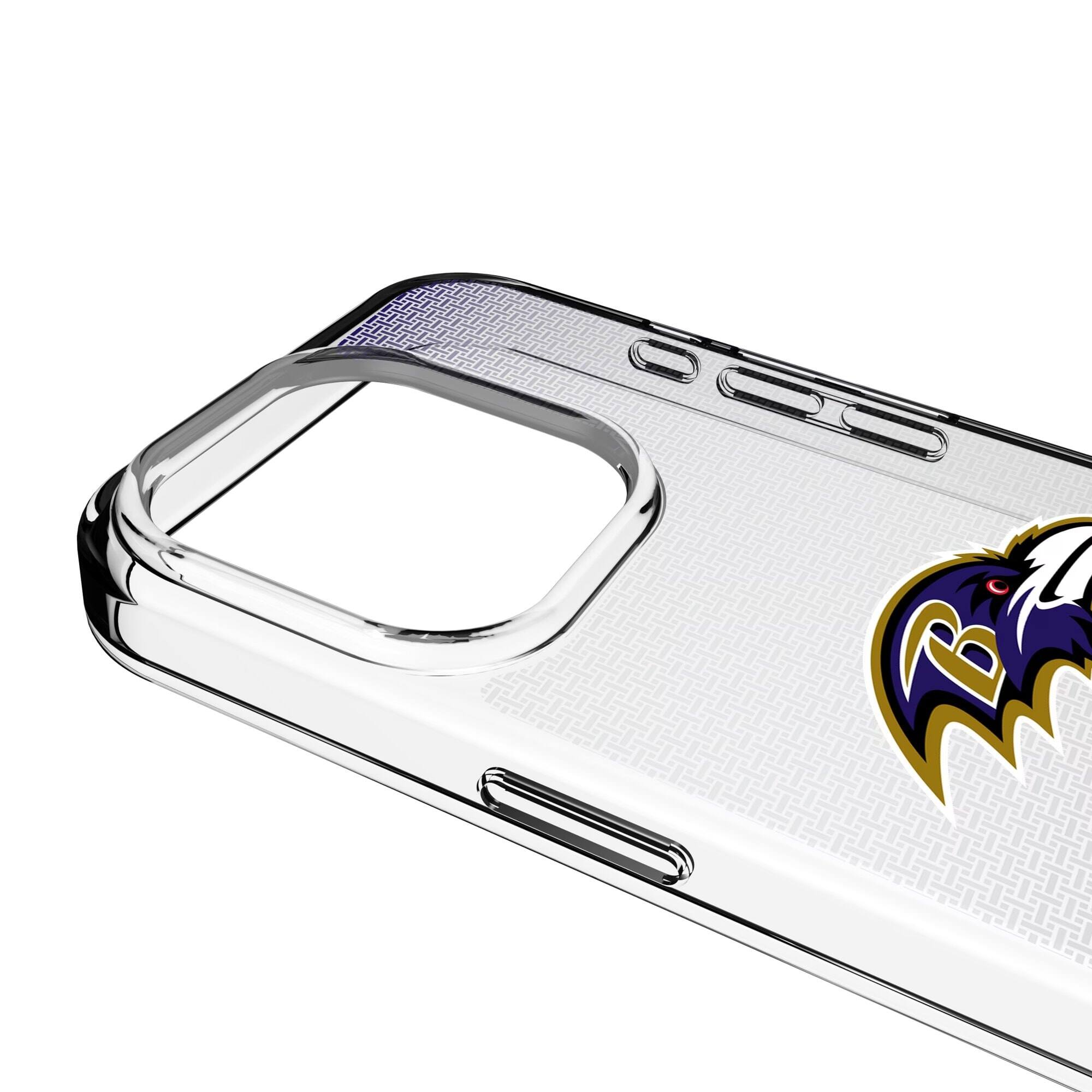 Alt View 2. Keyscaper - Baltimore Ravens Linen Logo iPhone Clear Case - 14 - Multicolor.