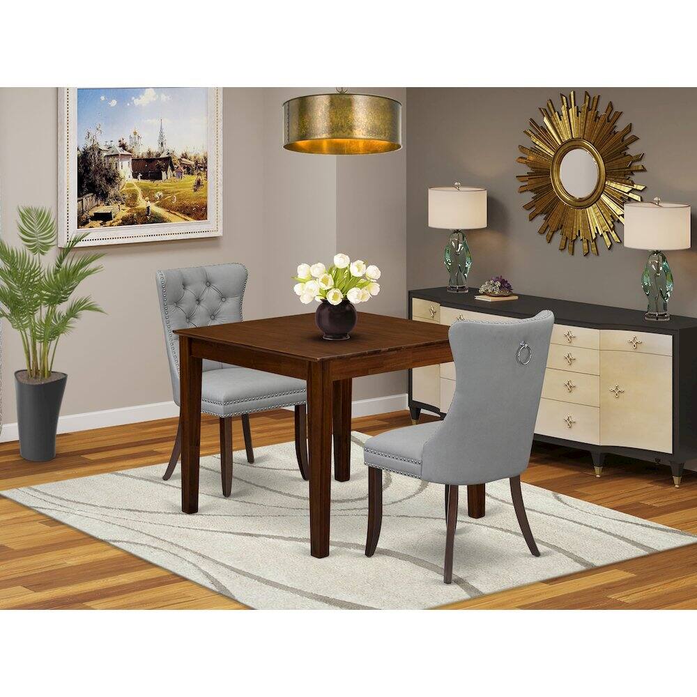 Alt View 7. East West Furniture - 3 Piece Kitchen Table Set Contains a Square Modern Dining Table - Mahogany.
