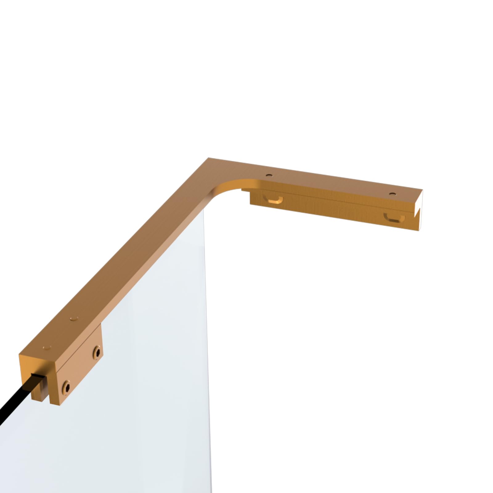 Front. Paradigms Interiors - Shower Glass Support Bar Both Sides Available Frameless Bathroom Clamp L Shape Panel Bracket No Drill fixed... - GOLD.