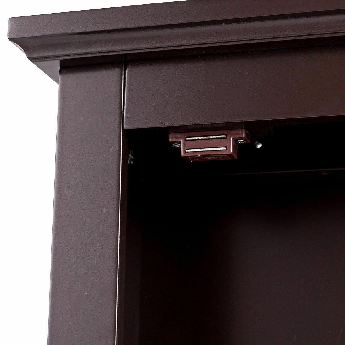 Alt View 1. WELLFOR - Wall-Mounted Bathroom Mirror Cabinet with Height-Adjustable Shelf and HD Mirror - Brown.