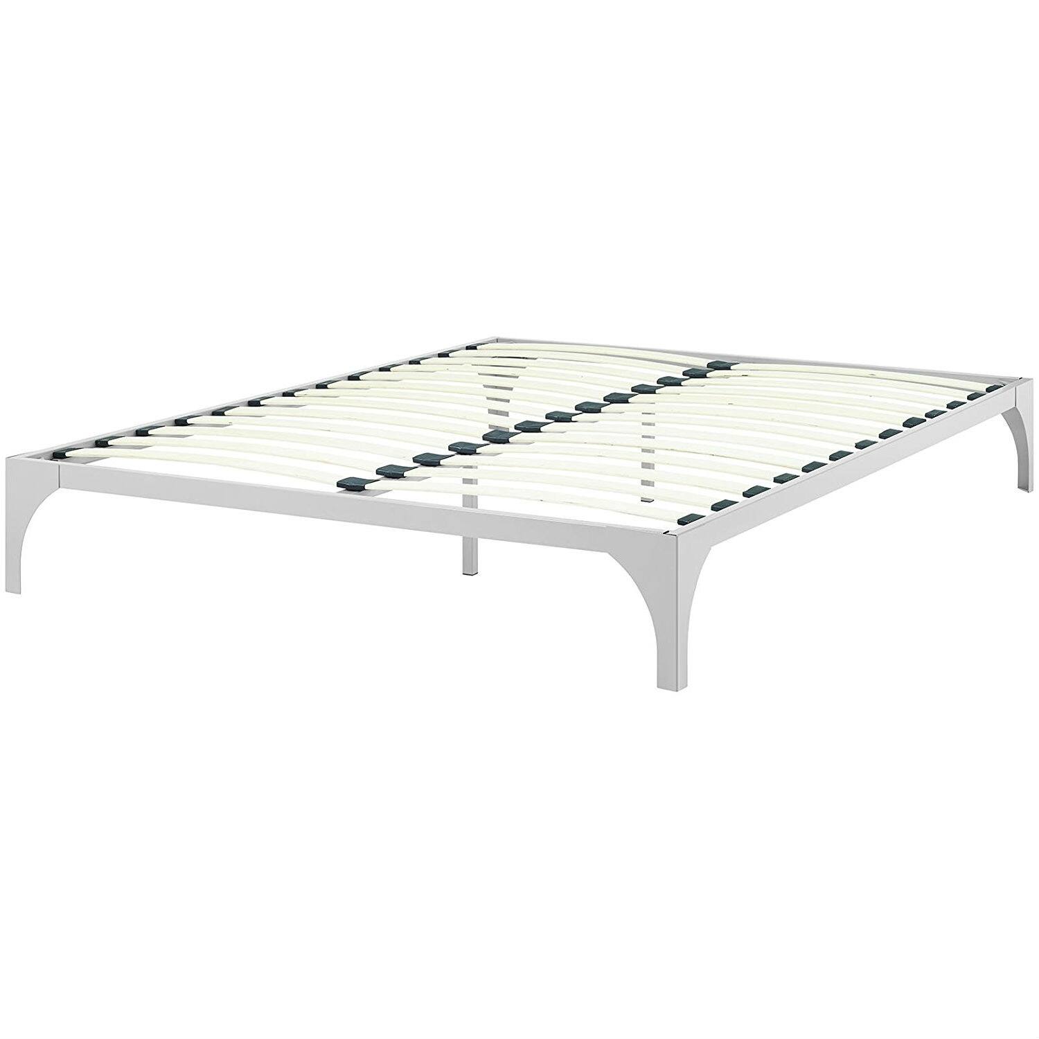 Hivvago - King size Modern Metal Platform Bed Frame with Wood Slats - Silver