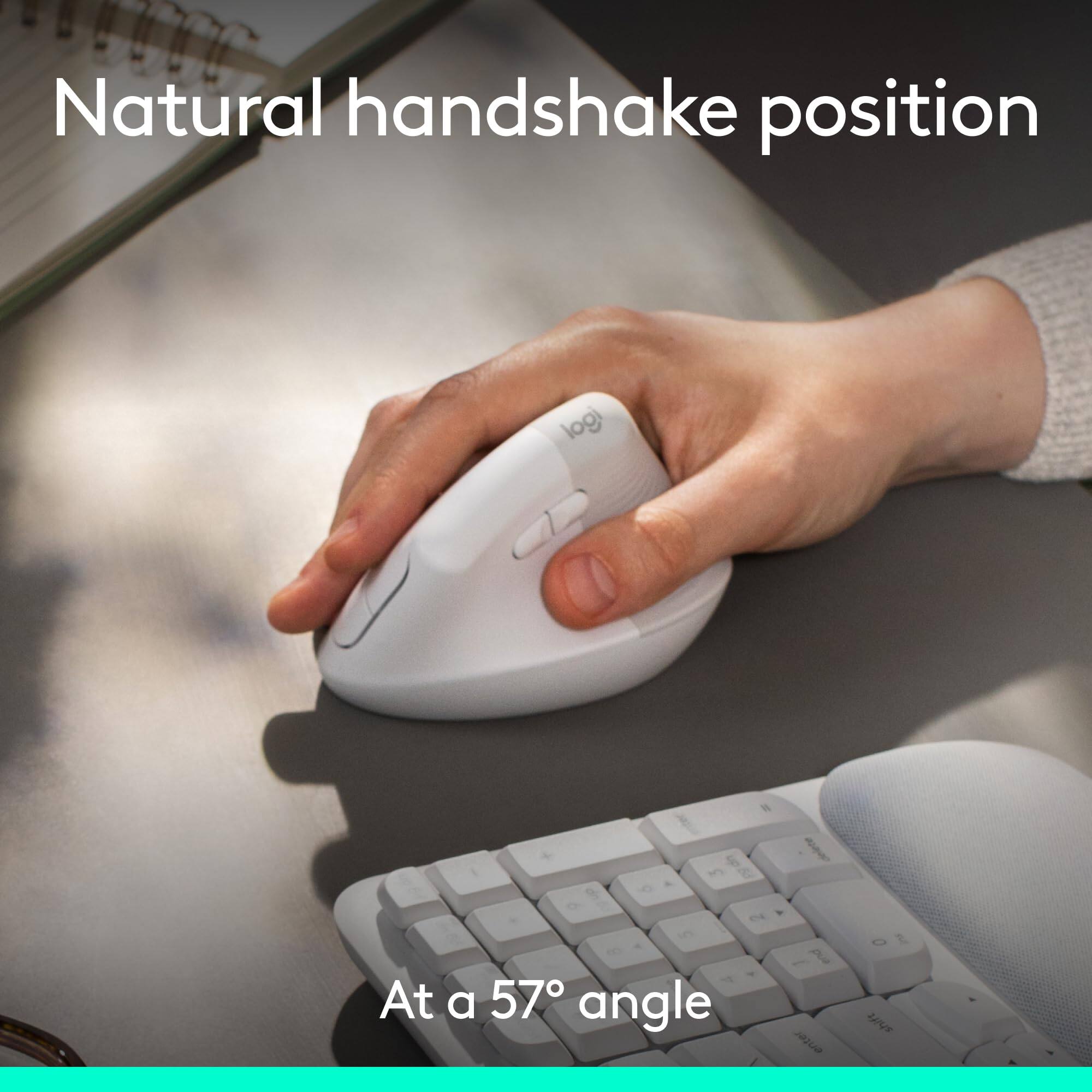 Natural handshake position  
At a 57° angle