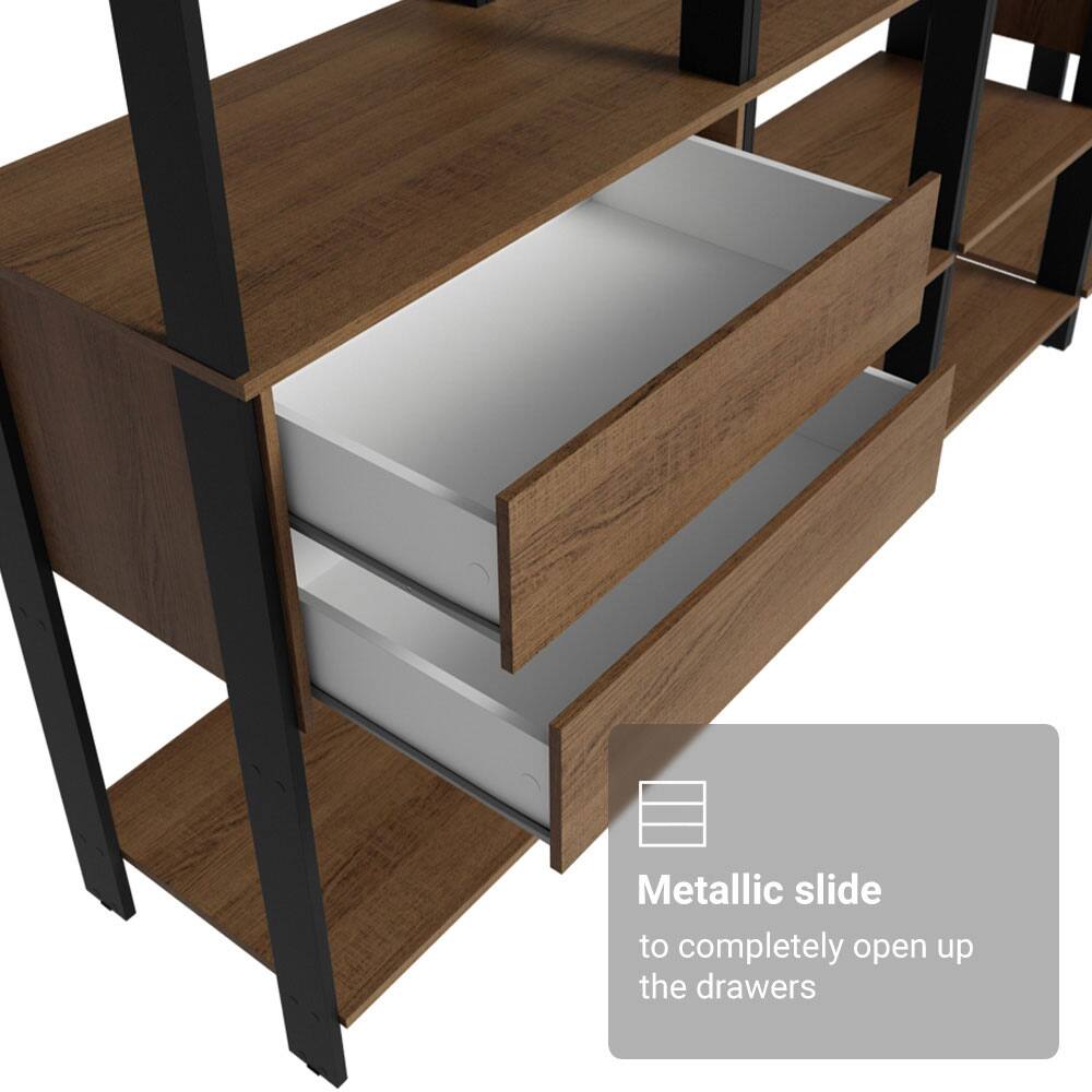 Metallic slide to completely open up the drawers