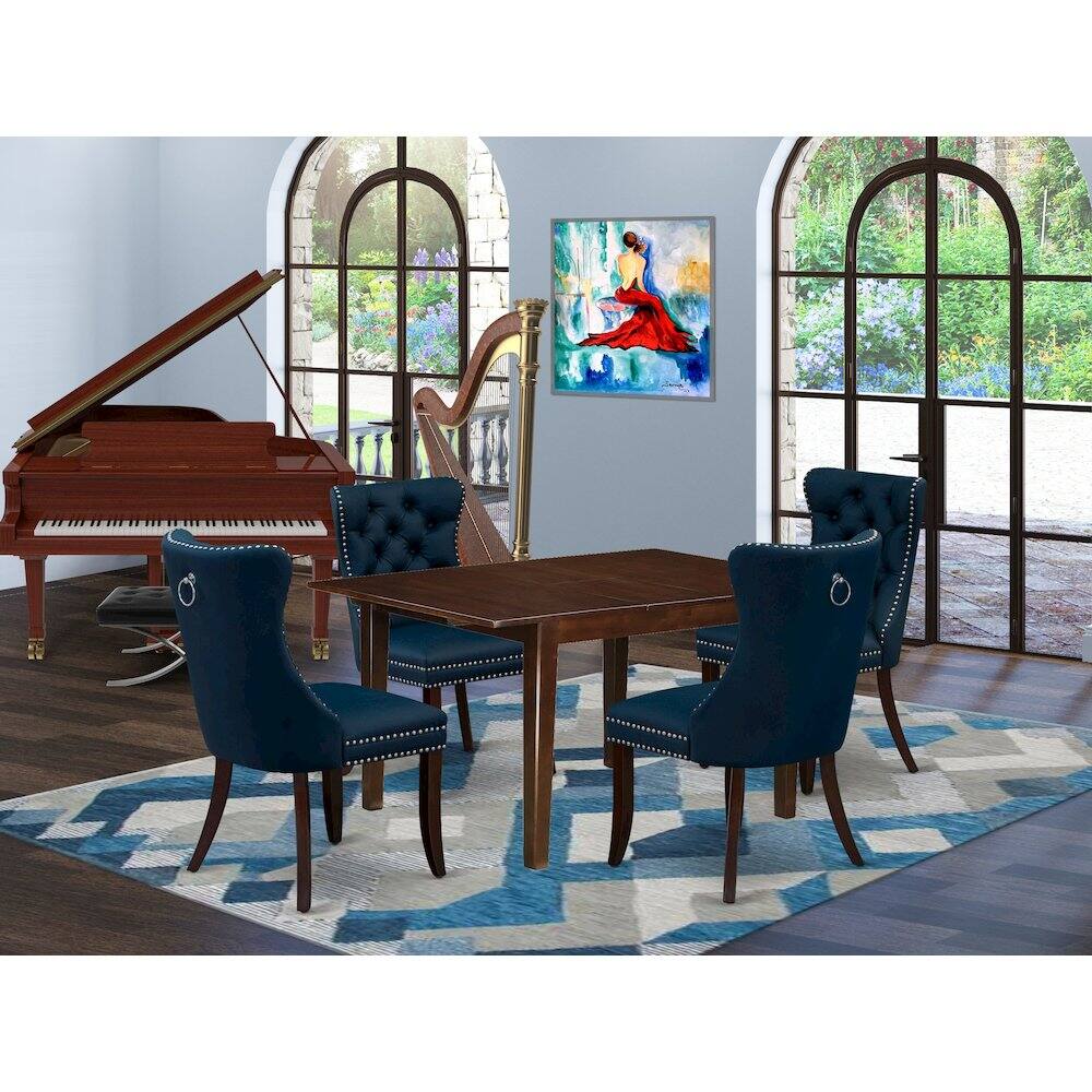 Alt View 9. East West Furniture - 5 Piece Kitchen Table Set Contains a Rectangle Dining Table with Butterfly Leaf - Mahogany.