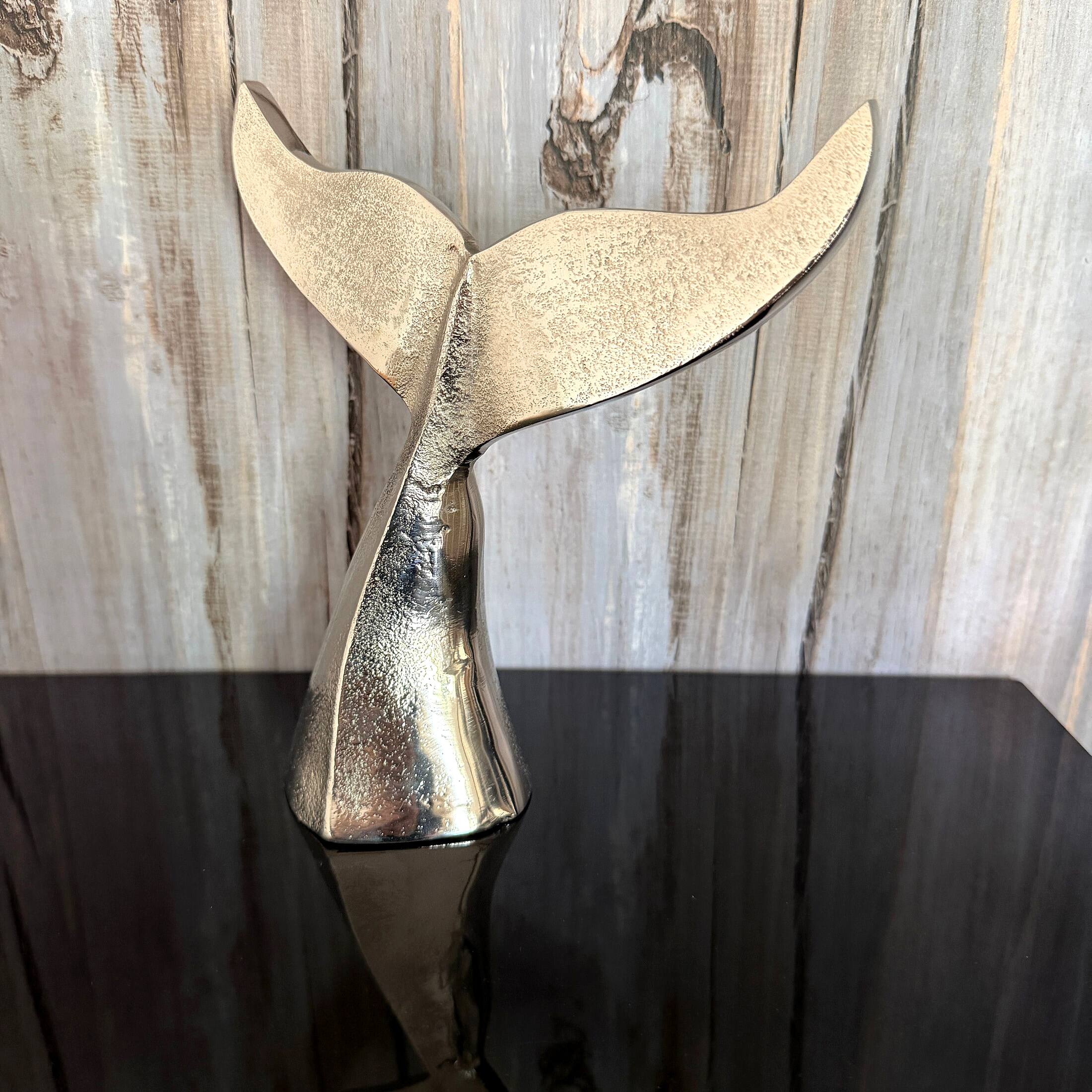 Alt View 7. Things2Die4 - Decorative Whale Tail Bookends Set of 2 Silver Cast Aluminum 7 In - Silver.