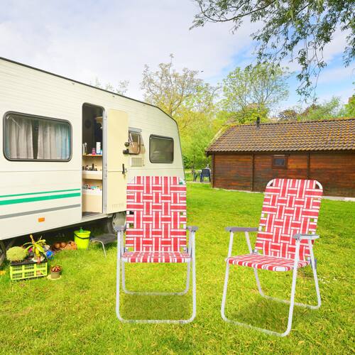 Alt View 7. Winado - 2PCS 37in Portable Folding Beach Chairs, Patio Lawn Webbed Strap Camping Chairs for Indoor/Outdoor Yard Garden Beach - Red.
