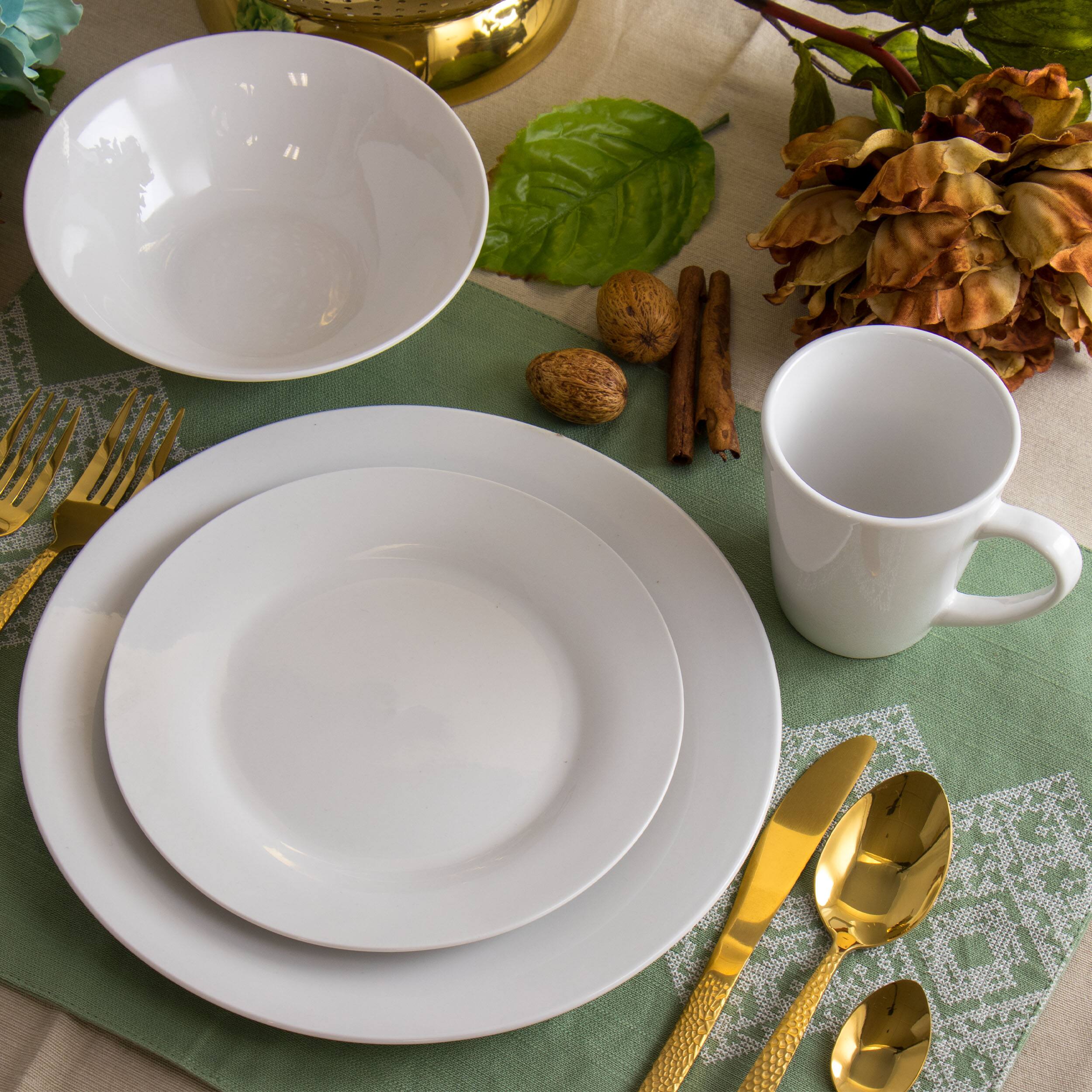 Alt View 9. Elama - Elama Marshall 16 Piece Porcelain Dinnerware Set in White - White.