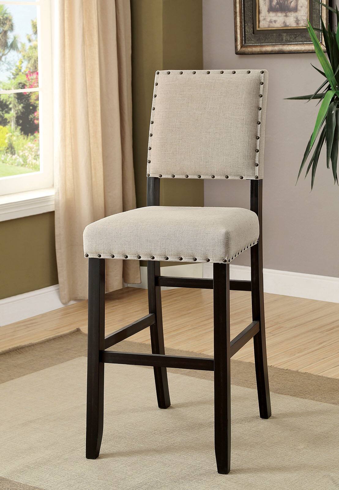 Alt View 2. Manhattan Lane - SANIA II Rustic Bar Chair In Ivory Linen, Cream, Set of 2 - Cream.