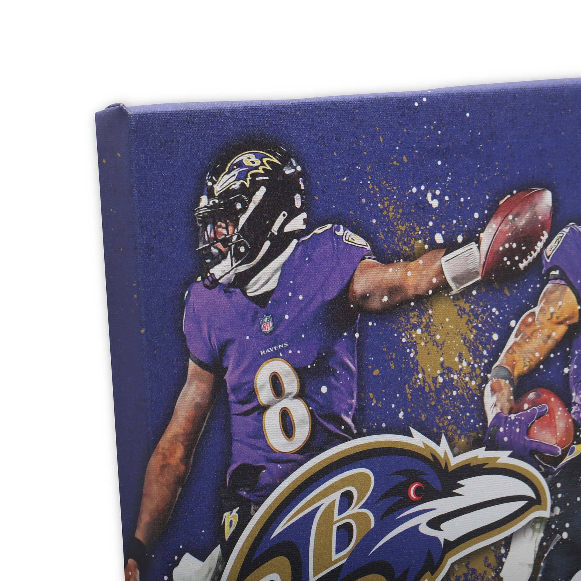 Alt View 3. Open Road Brands - Baltimore Ravens 12" x 12" Team Logo and Players Splash Canvas Art - Multicolor.
