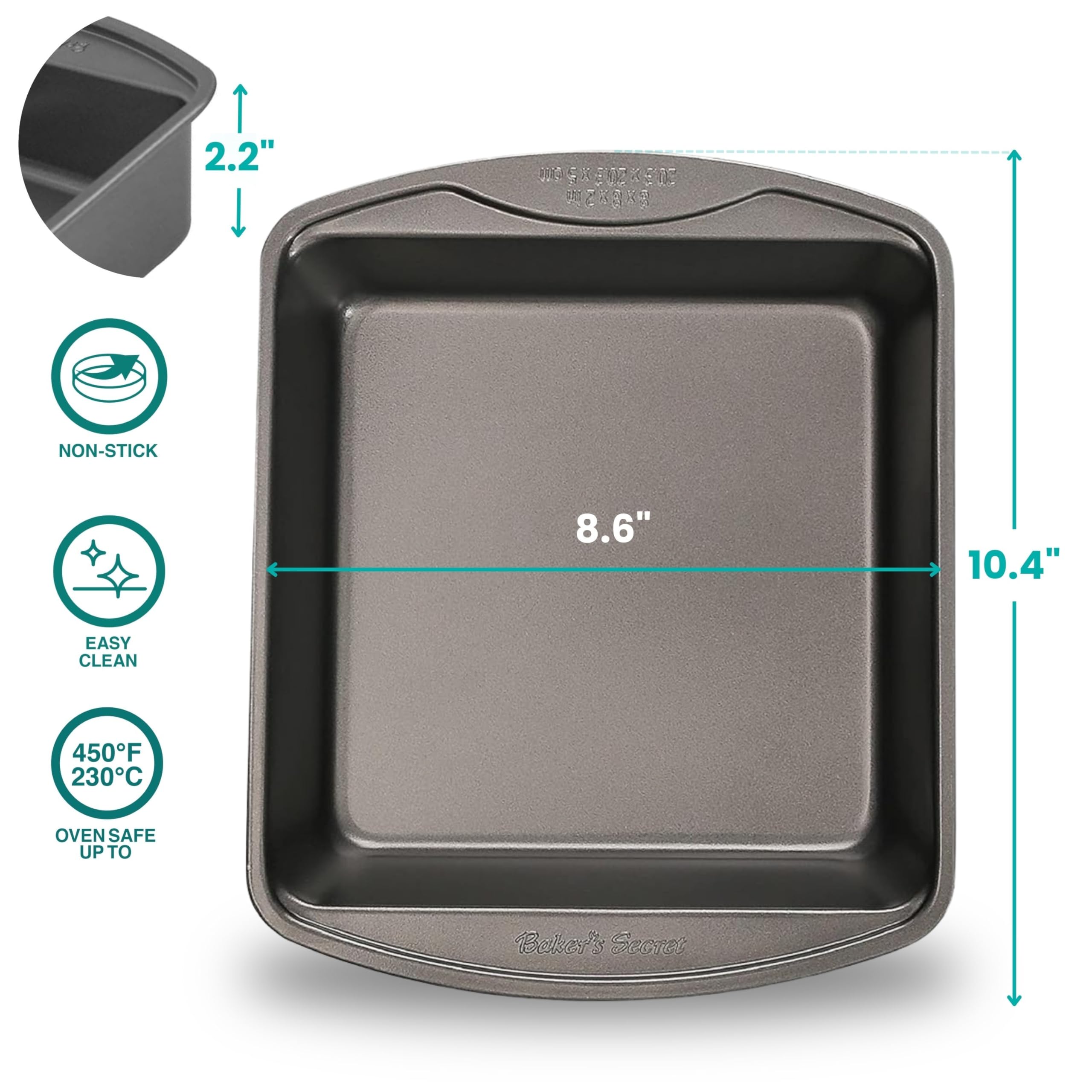 Baker's Secret 2pcs Square Pan Non stick 2.2