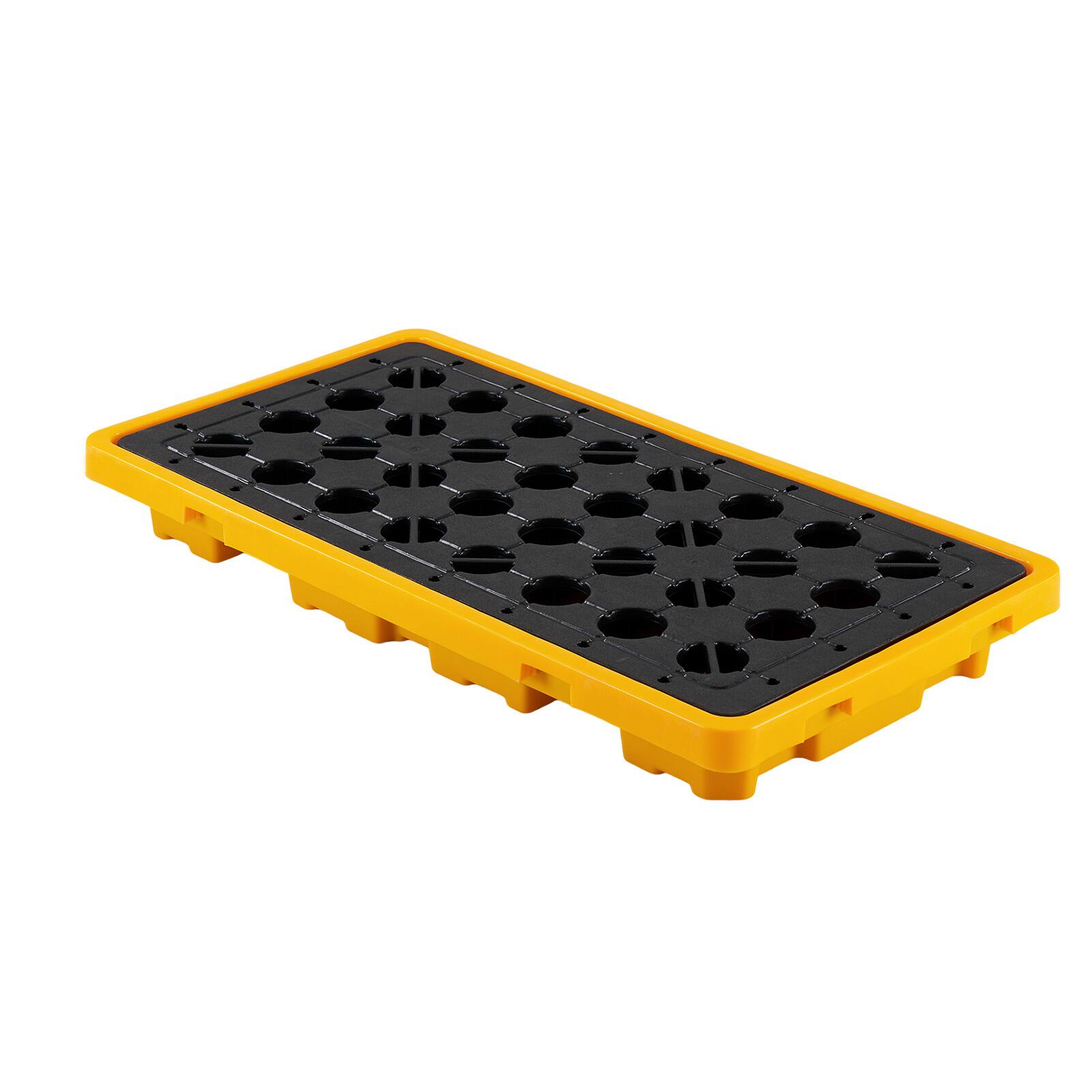 Alt View 5. VEVOR - Spill Containment Pallet, 2 Drum Low Profile Spill Containment Modular Platform, 21 Gallon Sump, 4409 lbs Load Capacity - Black;Yellow.